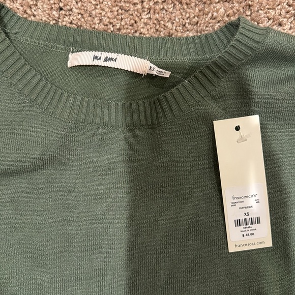 Francesca’s Green Long Sleeve Sweater With Bow In Back - Picture 3 of 4